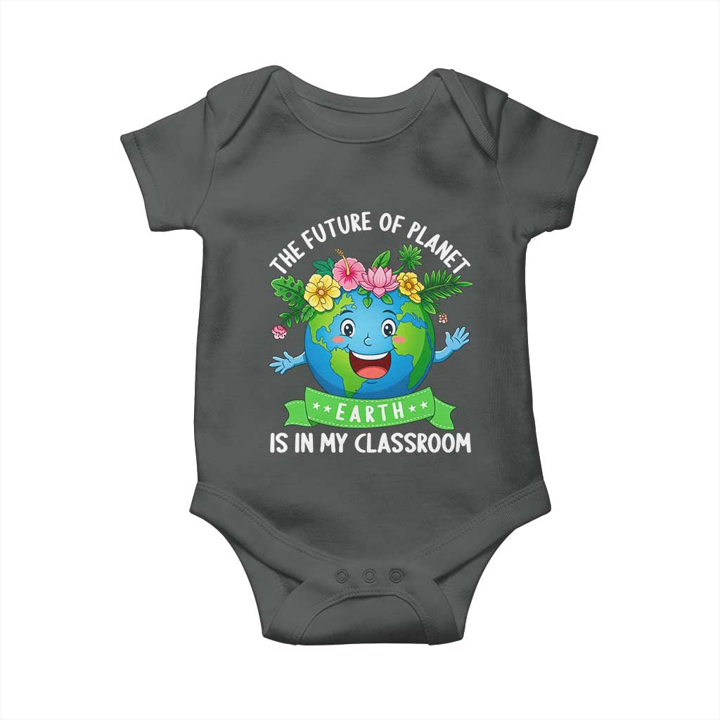 The Future Of Planet Is In My Classroom Baby Onesie Cute Earth with Floral Earth Day