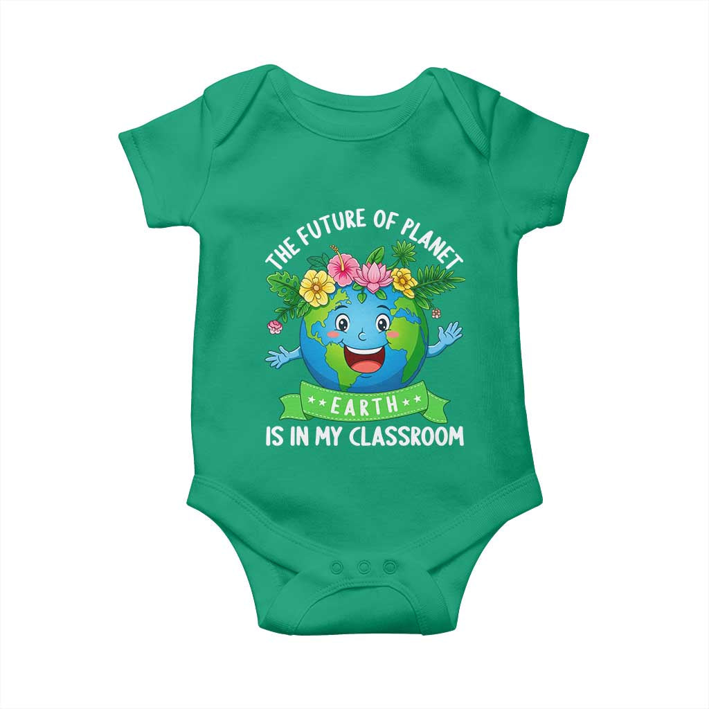 The Future Of Planet Is In My Classroom Baby Onesie Cute Earth with Floral Earth Day