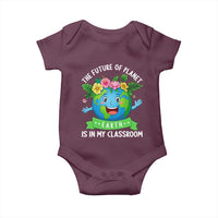 The Future Of Planet Is In My Classroom Baby Onesie Cute Earth with Floral Earth Day
