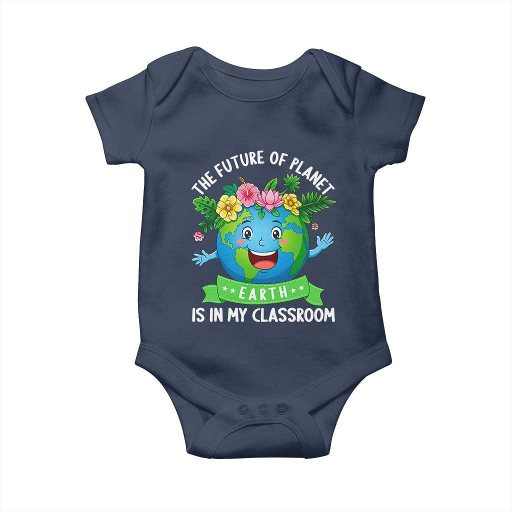 The Future Of Planet Is In My Classroom Baby Onesie Cute Earth with Floral Earth Day
