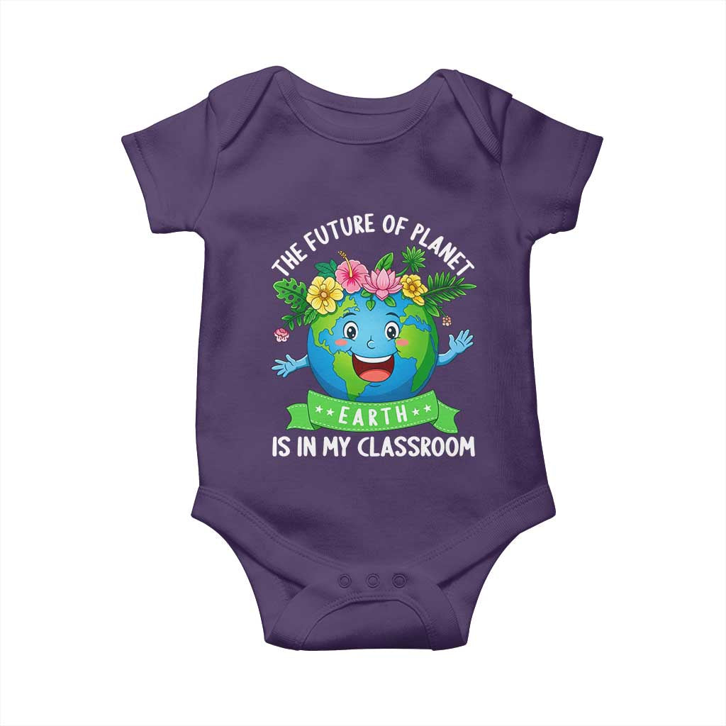 The Future Of Planet Is In My Classroom Baby Onesie Cute Earth with Floral Earth Day