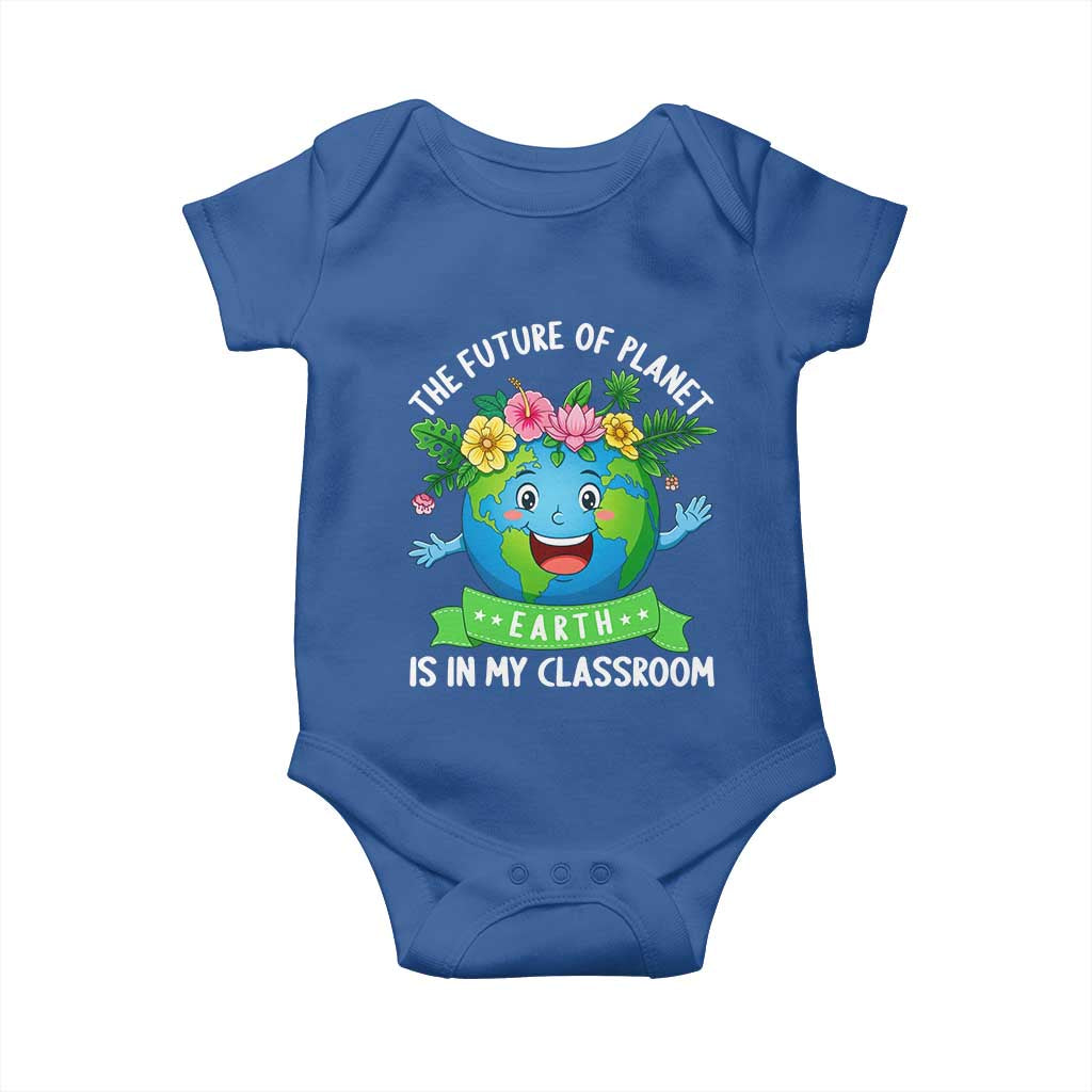 The Future Of Planet Is In My Classroom Baby Onesie Cute Earth with Floral Earth Day