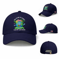 The Future Of Planet Is In My Classroom Baseball Cap Cute Earth with Floral Earth Day