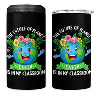 The Future Of Planet Is In My Classroom 4 in 1 Can Cooler Tumbler Cute Earth with Floral Earth Day