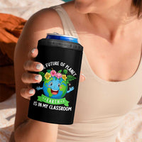The Future Of Planet Is In My Classroom 4 in 1 Can Cooler Tumbler Cute Earth with Floral Earth Day