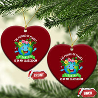 The Future Of Planet Is In My Classroom Ceramic Ornament Cute Earth with Floral Earth Day