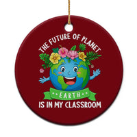 The Future Of Planet Is In My Classroom Ceramic Ornament Cute Earth with Floral Earth Day