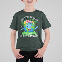 The Future Of Planet Is In My Classroom T Shirt For Kid Cute Earth with Floral Earth Day