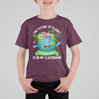 The Future Of Planet Is In My Classroom T Shirt For Kid Cute Earth with Floral Earth Day