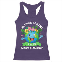 The Future Of Planet Is In My Classroom Racerback Tank Top Cute Earth with Floral Earth Day