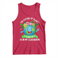 The Future Of Planet Is In My Classroom Tank Top Cute Earth with Floral Earth Day