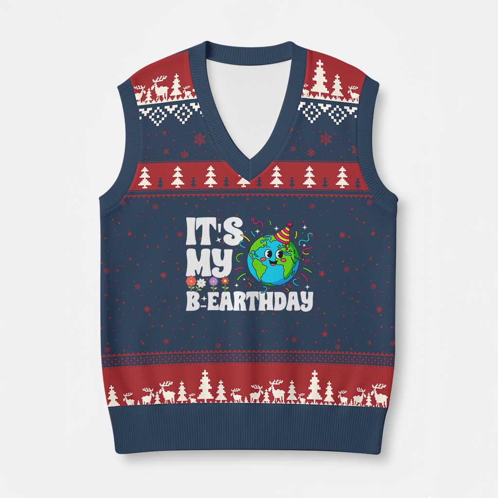 Earth Day Birthday V-Neck Knit Sweater Vest April 22 Nature Lover Eco Birthday Party Gift