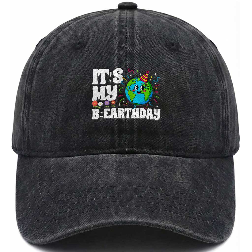 Earth Day Birthday Washed Cotton Baseball Cap April 22 Nature Lover Eco Birthday Party Gift