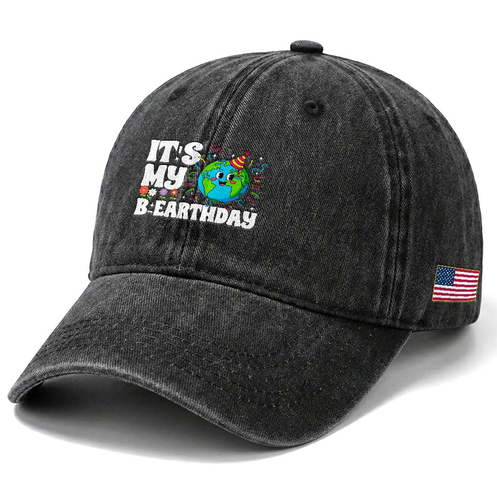 Earth Day Birthday Washed Cotton Baseball Cap April 22 Nature Lover Eco Birthday Party Gift