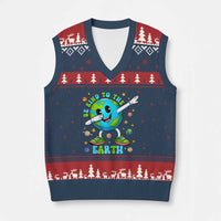 Be Kind To The Earth V-Neck Knit Sweater Vest Cute Environmental Awareness Earth Day