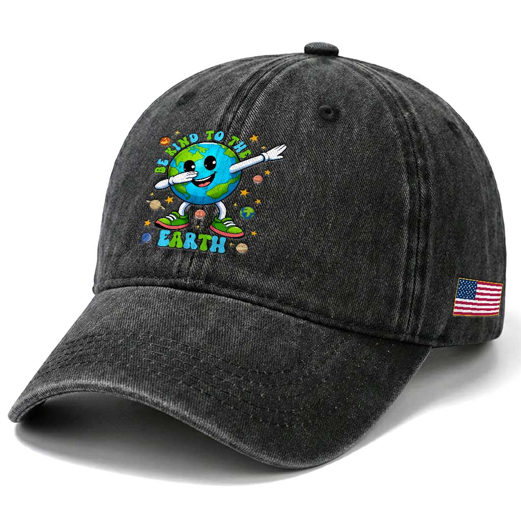 Be Kind To The Earth Washed Cotton Baseball Cap Cute Environmental Awareness Earth Day