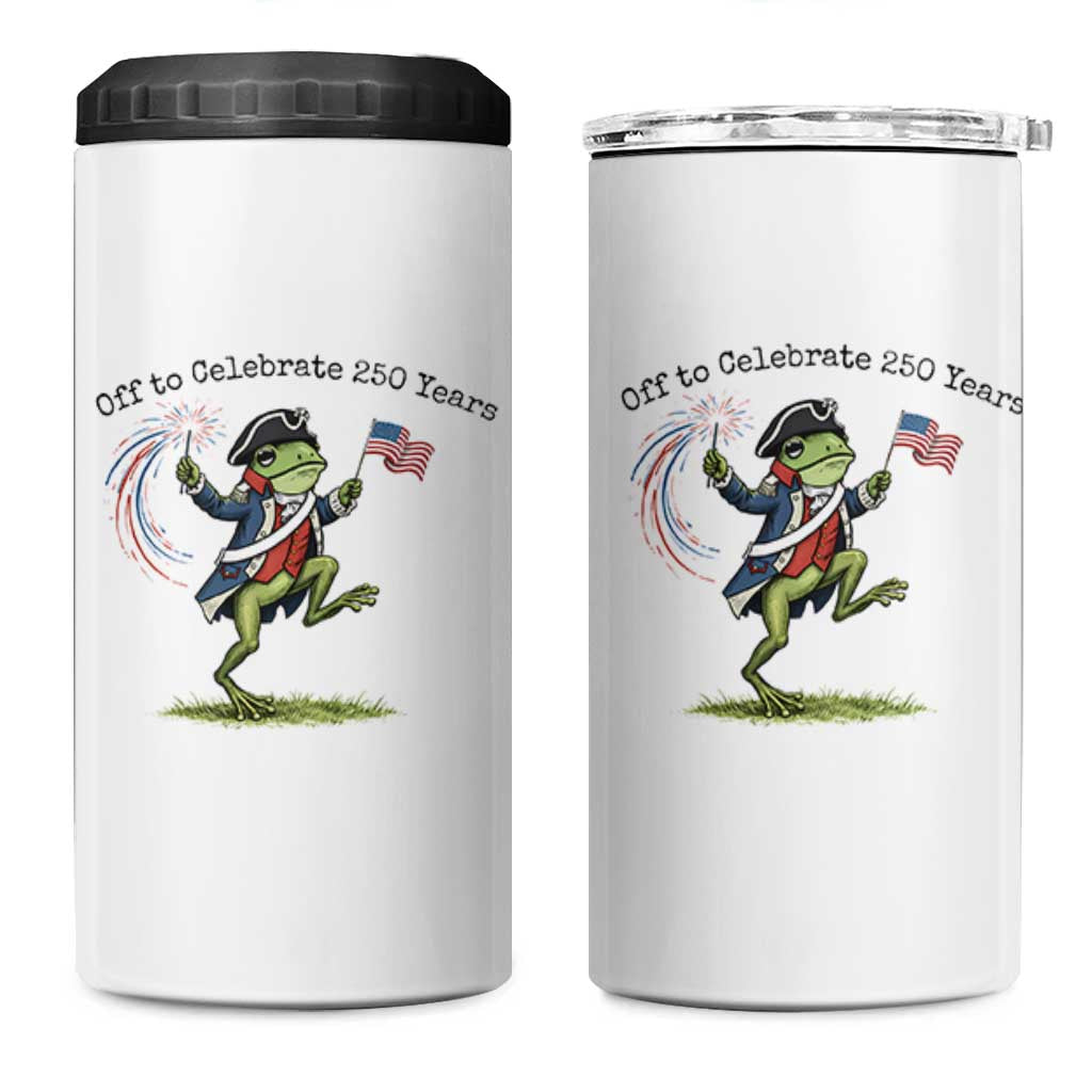 250th Anniversary USA 4 in 1 Can Cooler Tumbler Funny Patriotic Frog USA Independence Day