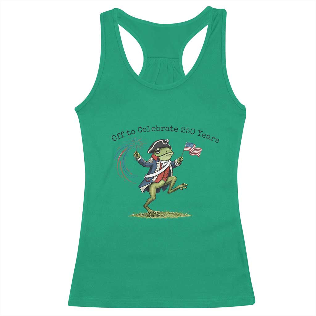 250th Anniversary USA Racerback Tank Top Funny Patriotic Frog USA Independence Day