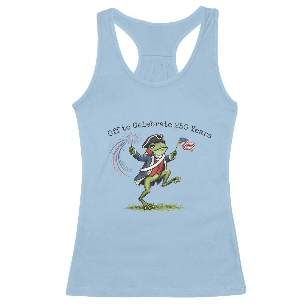 250th Anniversary USA Racerback Tank Top Funny Patriotic Frog USA Independence Day