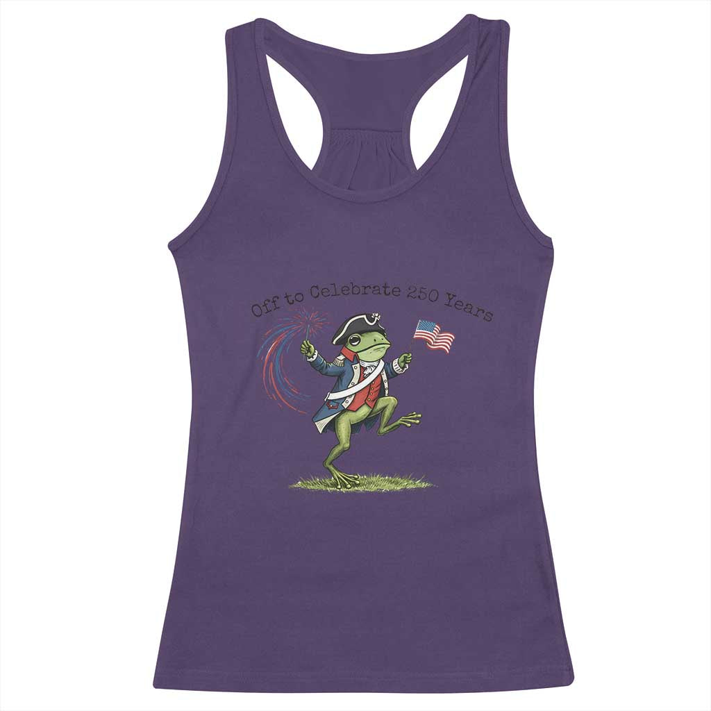 250th Anniversary USA Racerback Tank Top Funny Patriotic Frog USA Independence Day