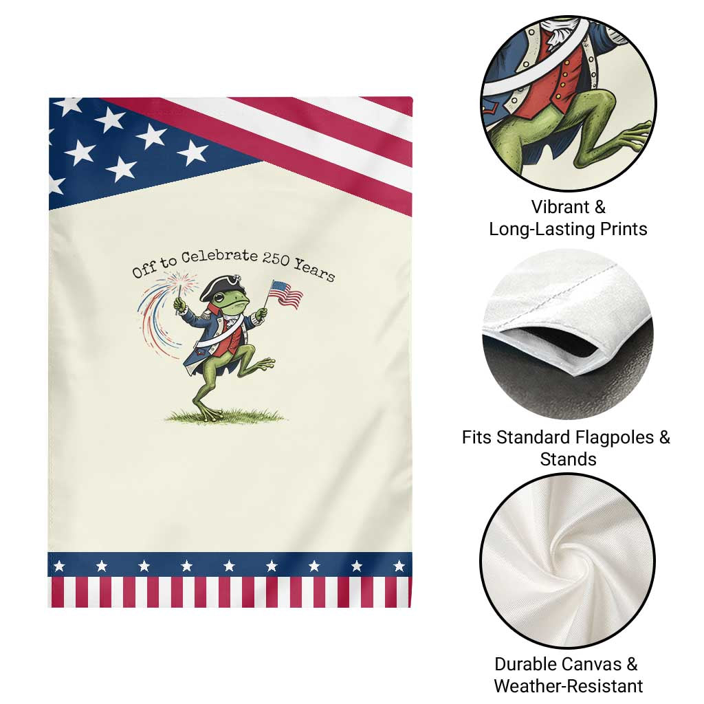 250th Anniversary USA Patriotic Garden Flag Funny Patriotic Frog USA Independence Day
