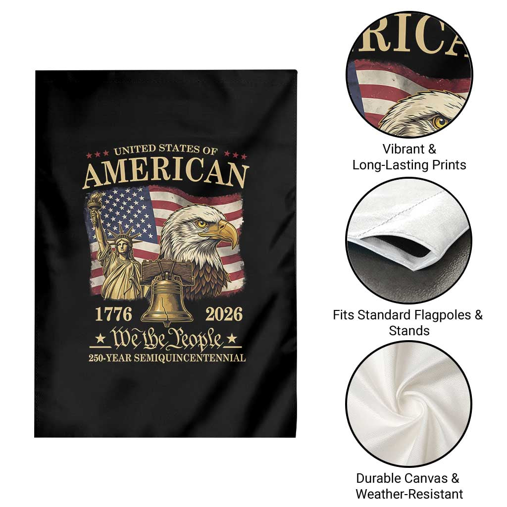 USA 250th Anniversary Garden Flag America 1776-2026 Patriotic Eagle Liberty Bell