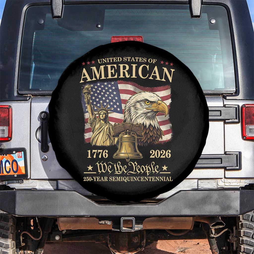 USA 250th Anniversary Spare Tire Cover America 1776-2026 Patriotic Eagle Liberty Bell