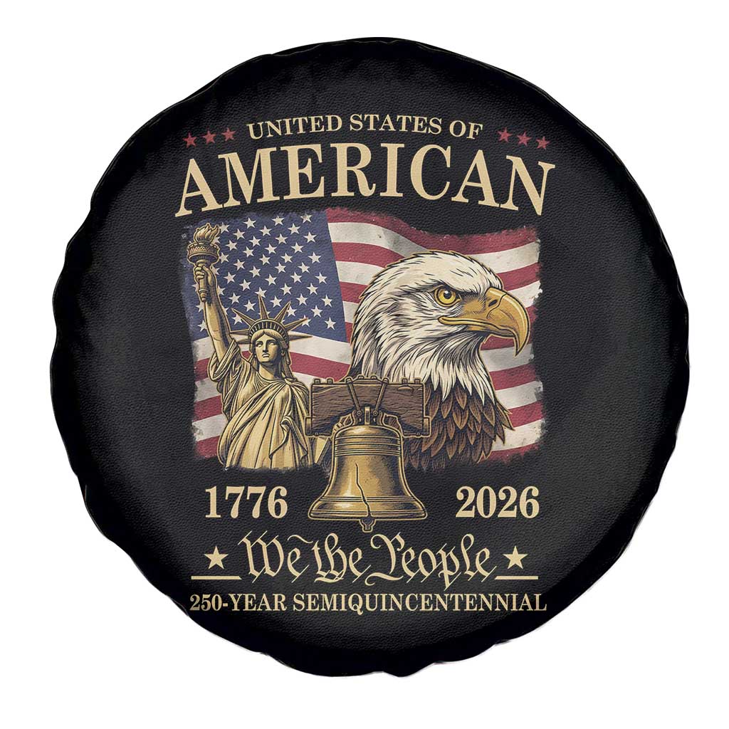 USA 250th Anniversary Spare Tire Cover America 1776-2026 Patriotic Eagle Liberty Bell