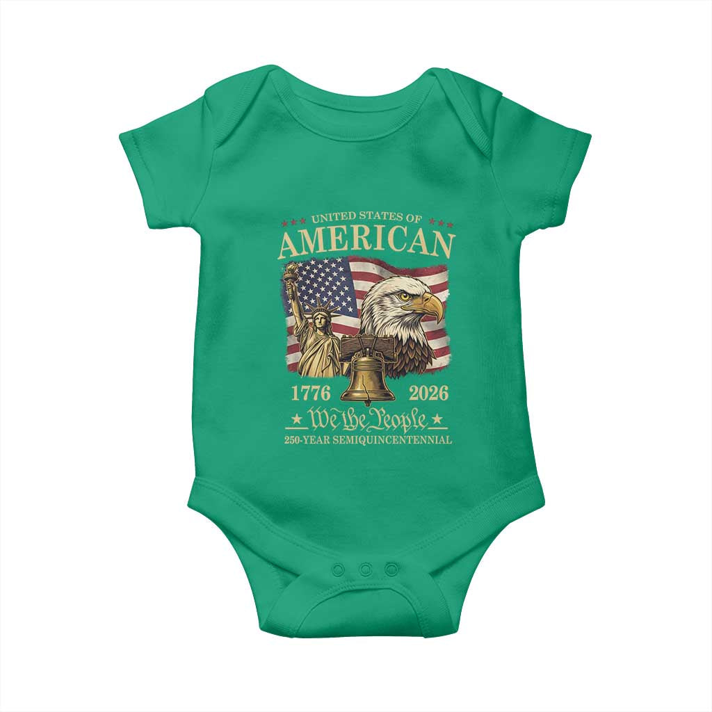 USA 250th Anniversary Baby Onesie America 1776-2026 Patriotic Eagle Liberty Bell