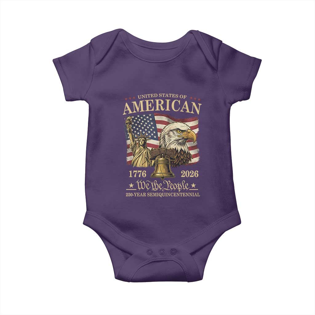 USA 250th Anniversary Baby Onesie America 1776-2026 Patriotic Eagle Liberty Bell