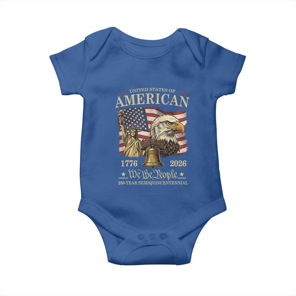 USA 250th Anniversary Baby Onesie America 1776-2026 Patriotic Eagle Liberty Bell