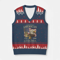 USA 250th Anniversary V-Neck Knit Sweater Vest America 1776-2026 Patriotic Eagle Liberty Bell