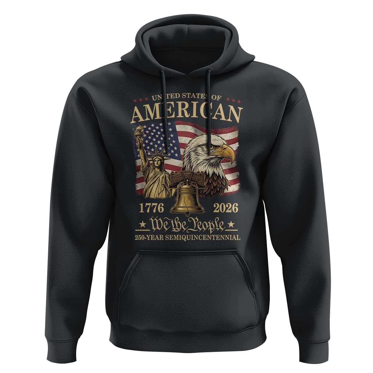 USA 250th Anniversary Hoodie America 1776-2026 Patriotic Eagle Liberty Bell