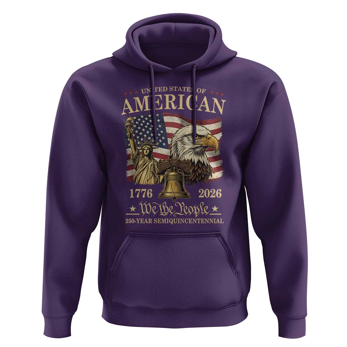 USA 250th Anniversary Hoodie America 1776-2026 Patriotic Eagle Liberty Bell