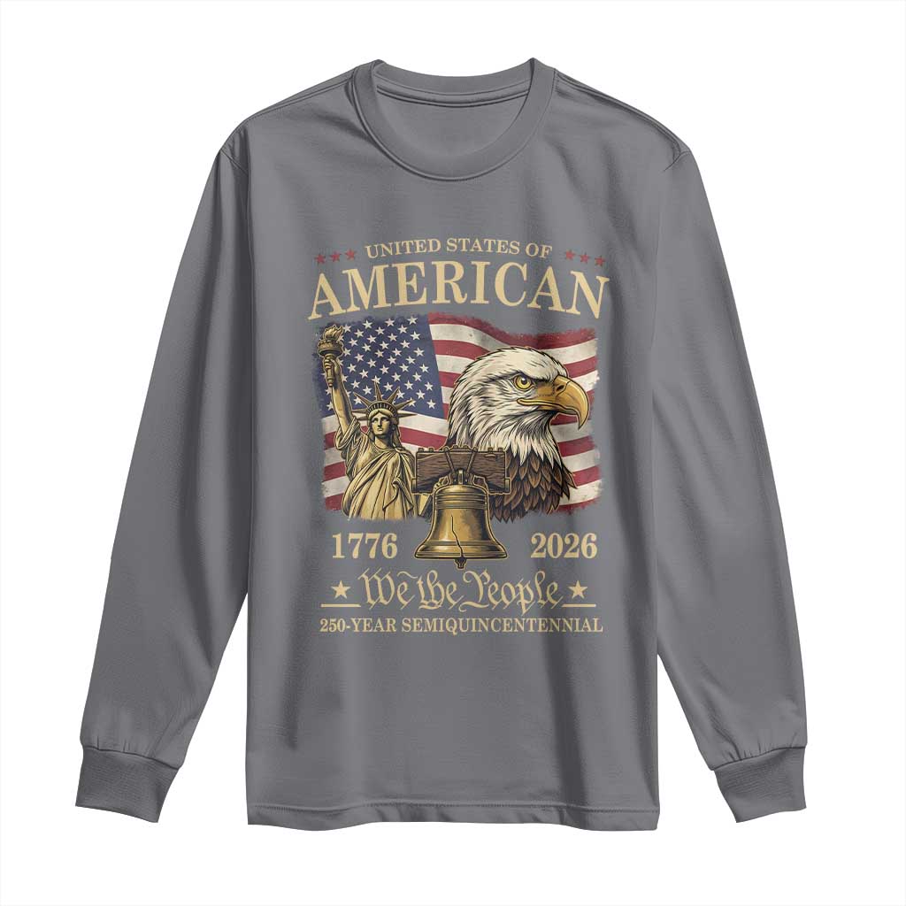 USA 250th Anniversary Long Sleeve Shirt America 1776-2026 Patriotic Eagle Liberty Bell
