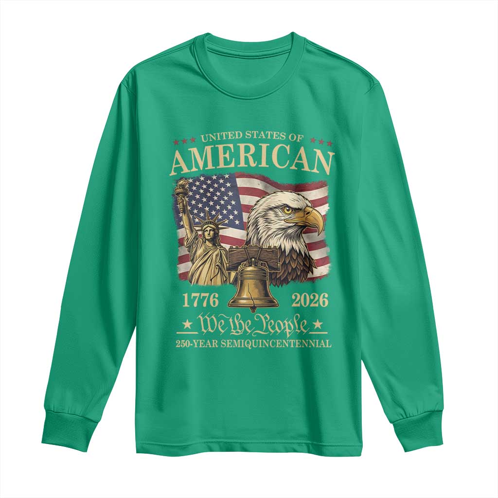 USA 250th Anniversary Long Sleeve Shirt America 1776-2026 Patriotic Eagle Liberty Bell
