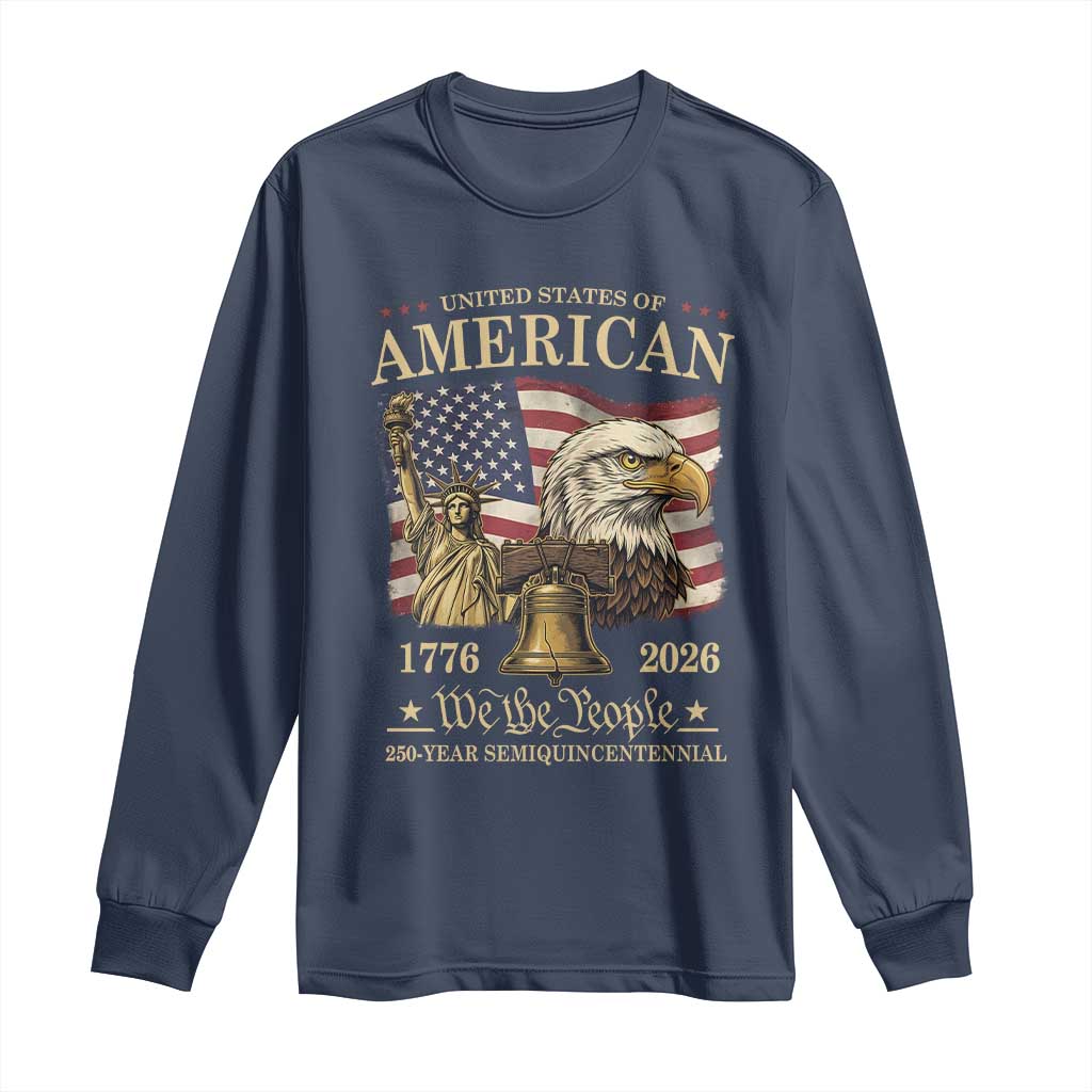 USA 250th Anniversary Long Sleeve Shirt America 1776-2026 Patriotic Eagle Liberty Bell