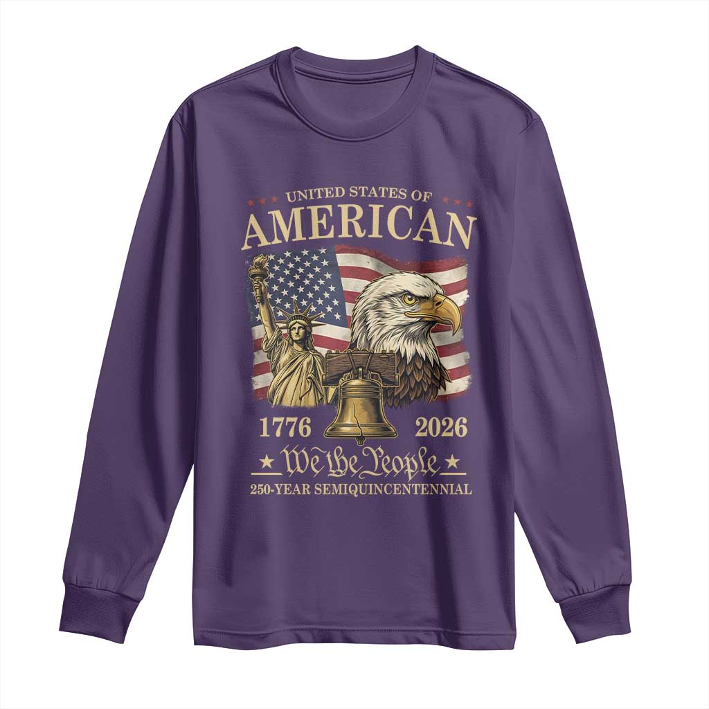 USA 250th Anniversary Long Sleeve Shirt America 1776-2026 Patriotic Eagle Liberty Bell