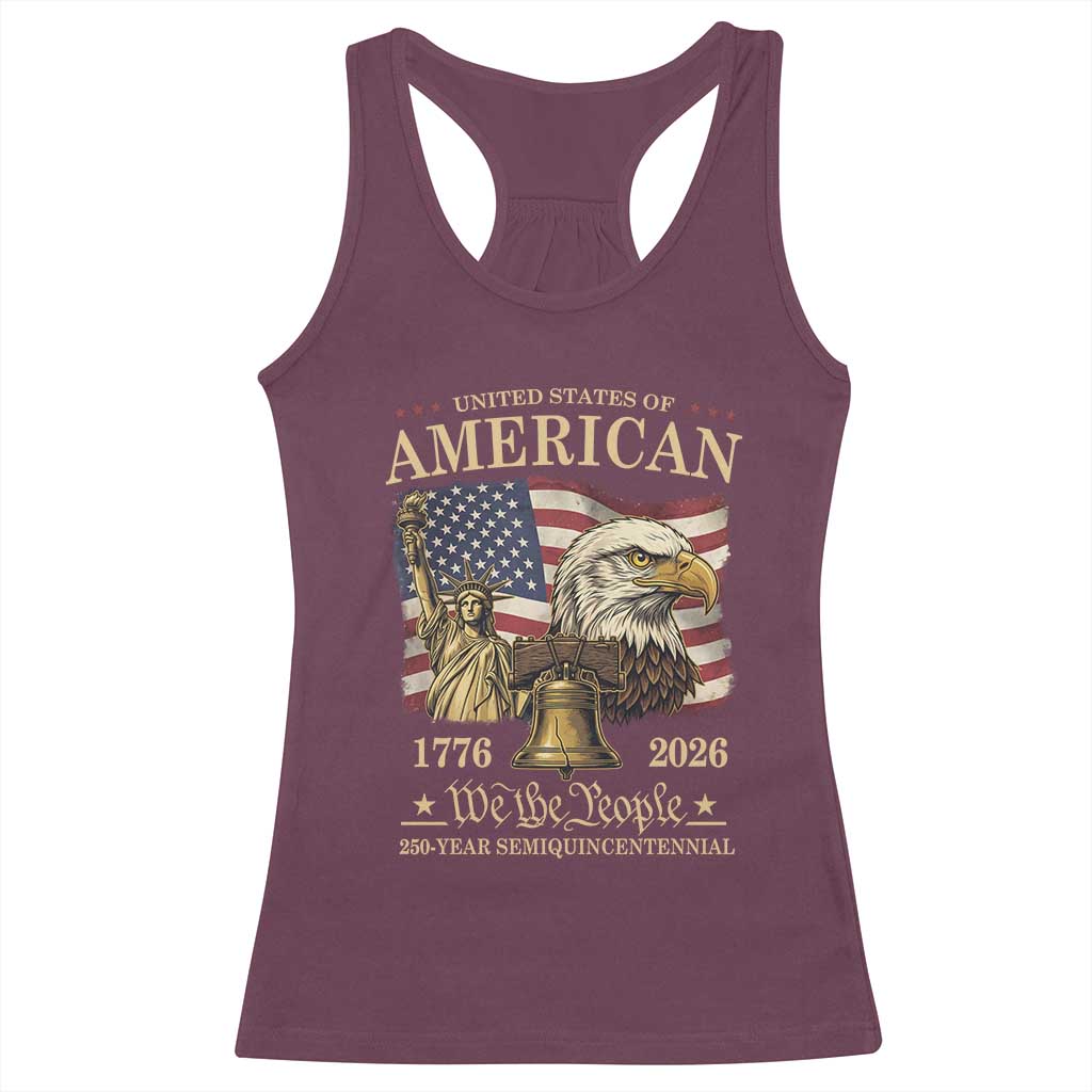 USA 250th Anniversary Racerback Tank Top America 1776-2026 Patriotic Eagle Liberty Bell