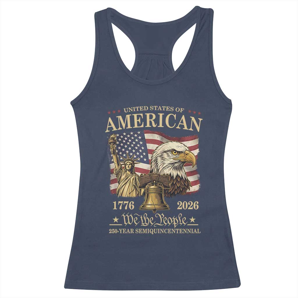 USA 250th Anniversary Racerback Tank Top America 1776-2026 Patriotic Eagle Liberty Bell