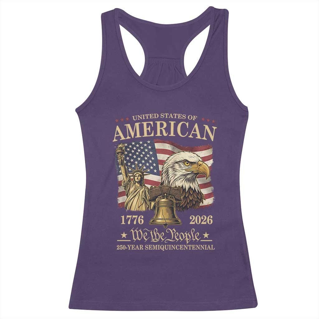 USA 250th Anniversary Racerback Tank Top America 1776-2026 Patriotic Eagle Liberty Bell
