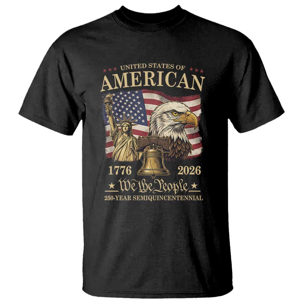 USA 250th Anniversary T Shirt America 1776-2026 Patriotic Eagle Liberty Bell