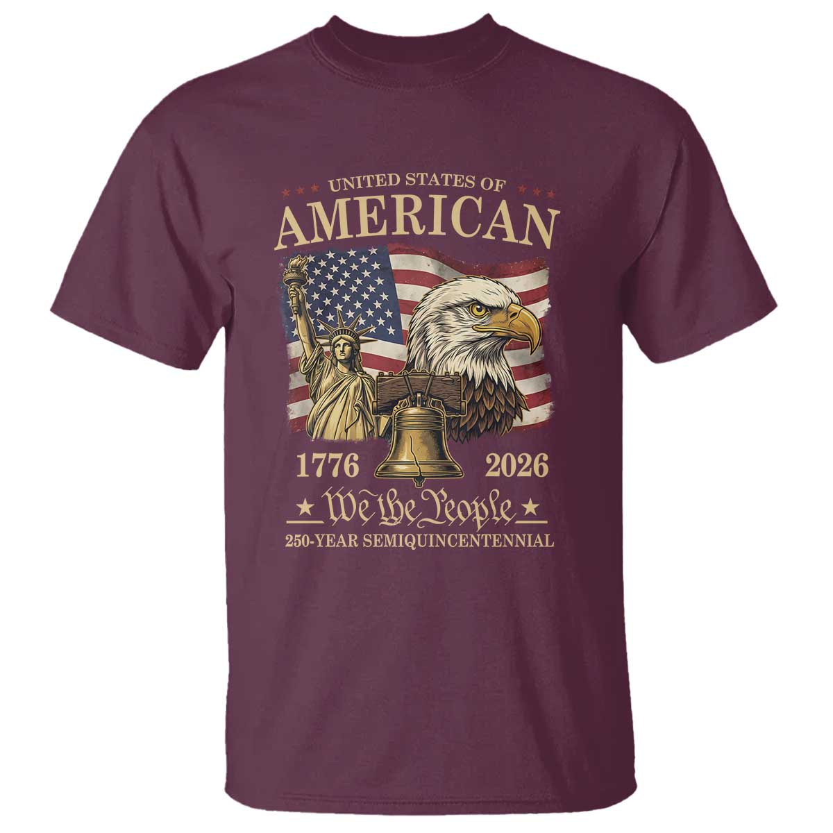 USA 250th Anniversary T Shirt America 1776-2026 Patriotic Eagle Liberty Bell