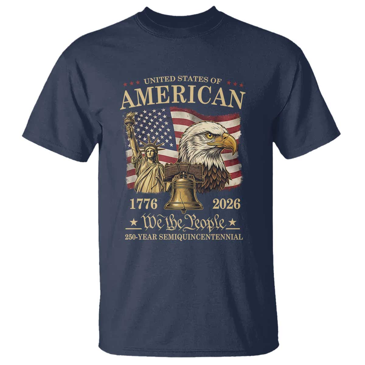 USA 250th Anniversary T Shirt America 1776-2026 Patriotic Eagle Liberty Bell