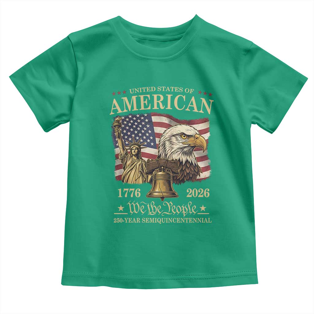 USA 250th Anniversary Toddler T Shirt America 1776-2026 Patriotic Eagle Liberty Bell