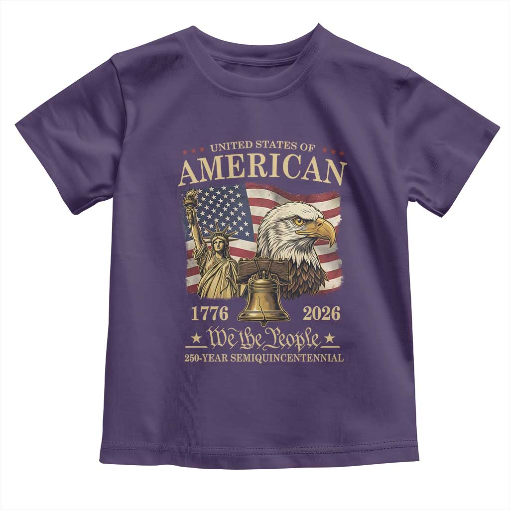 USA 250th Anniversary Toddler T Shirt America 1776-2026 Patriotic Eagle Liberty Bell