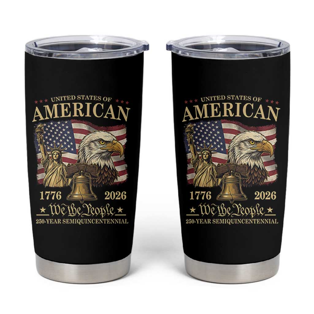 USA 250th Anniversary Tumbler Cup America 1776-2026 Patriotic Eagle Liberty Bell