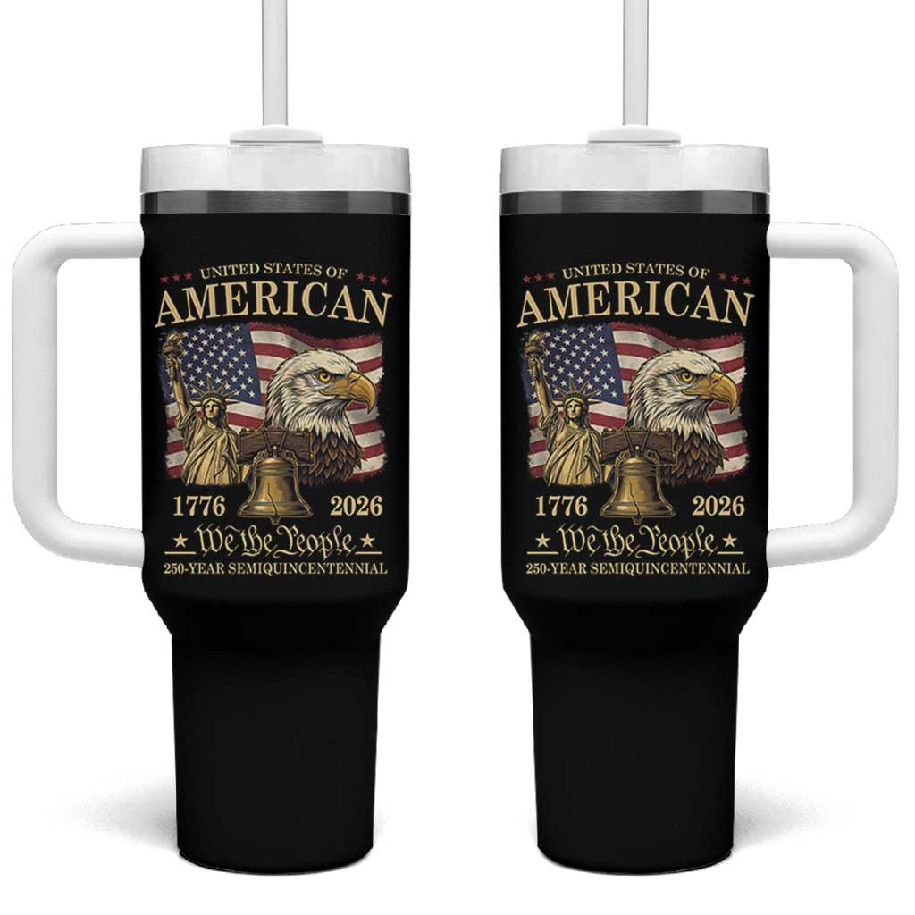 USA 250th Anniversary Tumbler With Handle America 1776-2026 Patriotic Eagle Liberty Bell