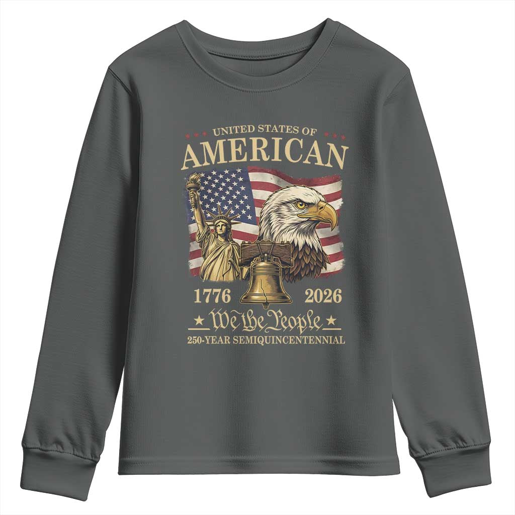 USA 250th Anniversary Youth Sweatshirt America 1776-2026 Patriotic Eagle Liberty Bell