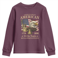USA 250th Anniversary Youth Sweatshirt America 1776-2026 Patriotic Eagle Liberty Bell